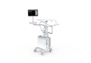 Système rTMS DuoMAG XT sur chariot avec bras de stimulation et écran de contrôle