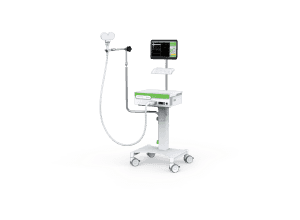 Station rTMS DuoMAG XT sur chariot avec bras articulé et poste informatique