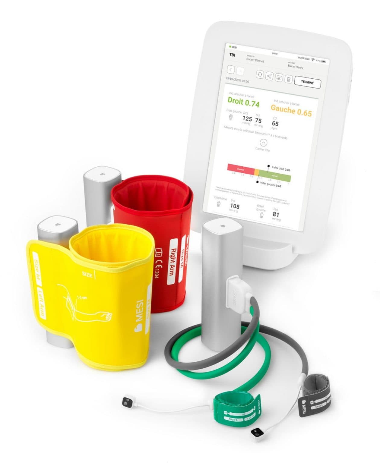 Système MESI mTABLET TBI avec tablette, brassards et capteurs pour la mesure à l’orteil
