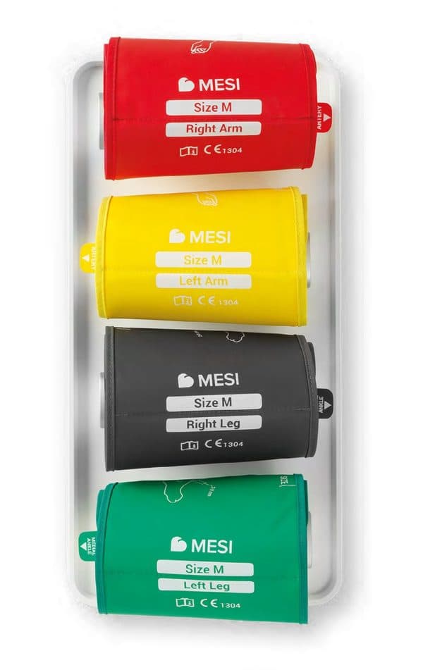 Quatre brassards colorés pour bras et chevilles du système MESI mTABLET ABI