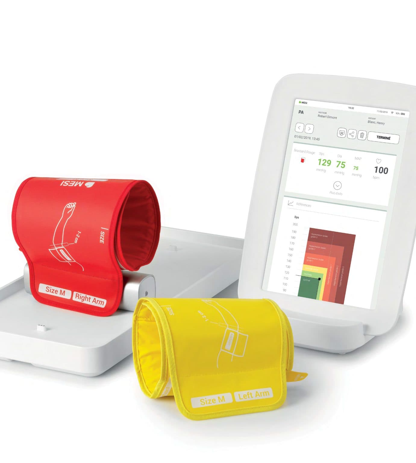 Tensiomètre MESI mTABLET BP avec tablette, module sans fil et brassards de plusieurs tailles