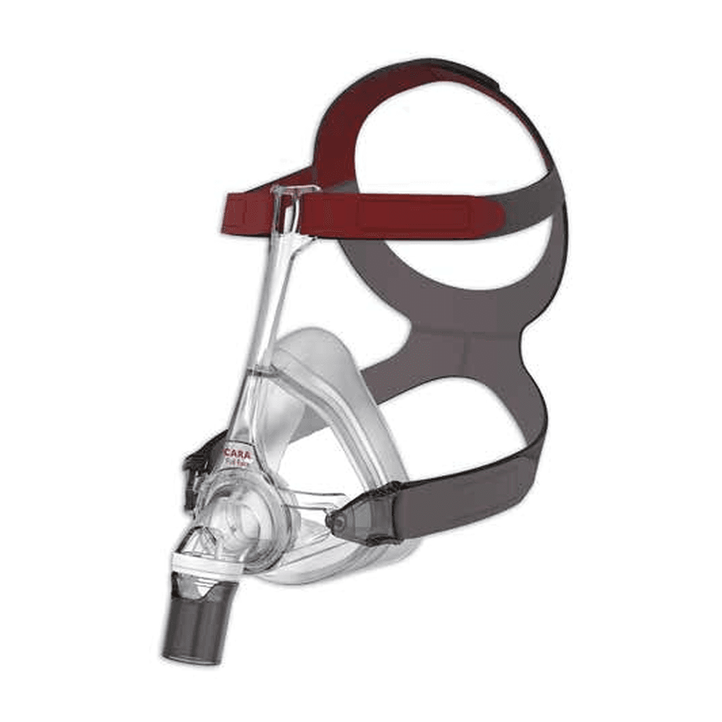 Masque CPAP bucco-nasal CARA Full Face : vue principale du dispositif et de ses principaux composants visibles