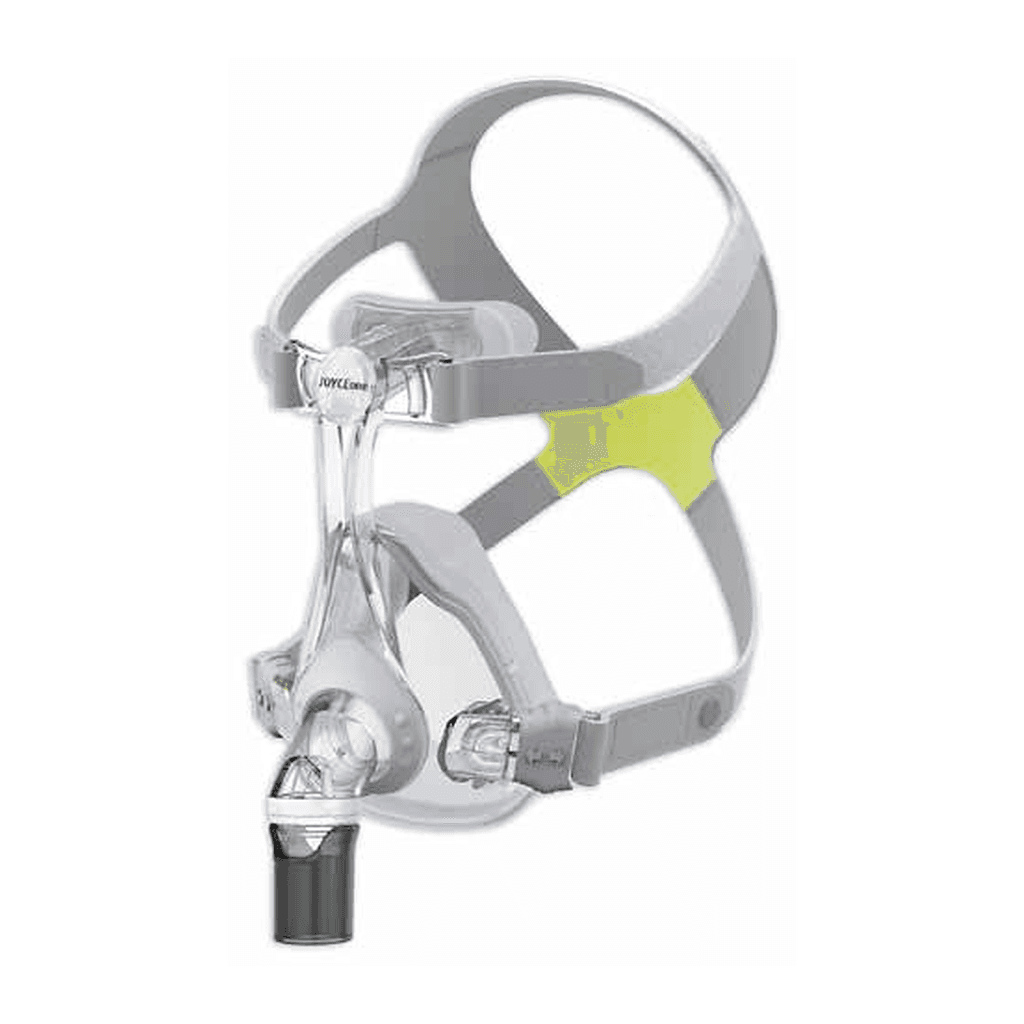 Masque CPAP bucco-nasal JOYCEone Full Face : vue principale du dispositif et de ses principaux composants visibles