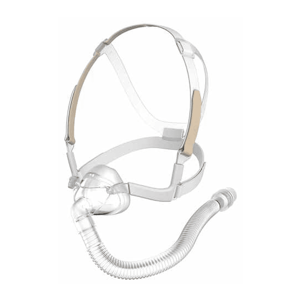 Masque CPAP nasal JULIA : vue principale du dispositif et de ses principaux composants visibles