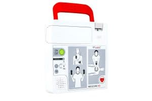 Défibrillateur automatisé externe Rescue Sam 4.0 : avec poignée de transport du défibrillateur automatisé et de ses accessoires d’intervention