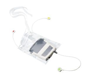Enregistreur Custo Flash avec câble patient rangé dans une pochette transparente
