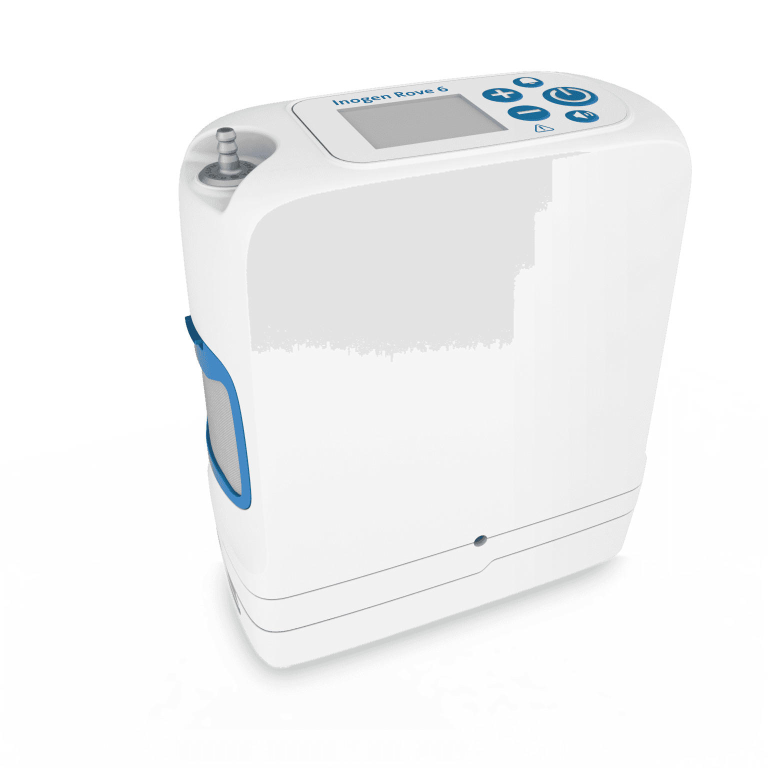 Concentrateur d'oxygène portable Inogen Rove 6 : vue principale du dispositif et de ses principaux composants visibles
