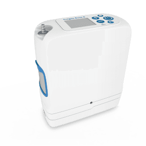 Concentrateur d'oxygène portable Inogen Rove 6 : vue principale du dispositif et de ses principaux composants visibles