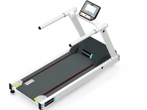 Tapis roulant médical H/P/Cosmos pluto® : vue complémentaire du dispositif et de ses principaux composants visibles