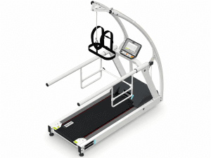 Tapis roulant médical H/P/Cosmos pluto® : vue de face du dispositif et de ses principaux composants visibles