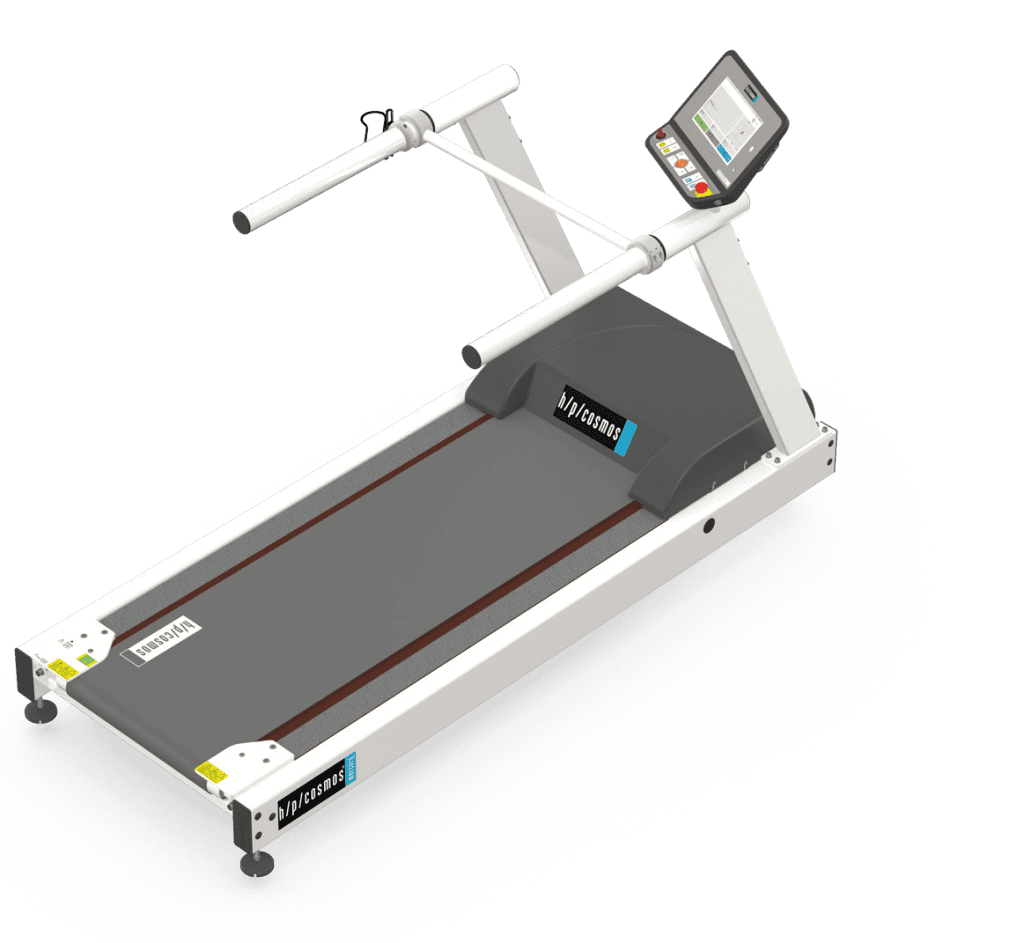 Tapis roulant médical H/P/Cosmos stratos® : vue principale du dispositif et de ses principaux composants visibles