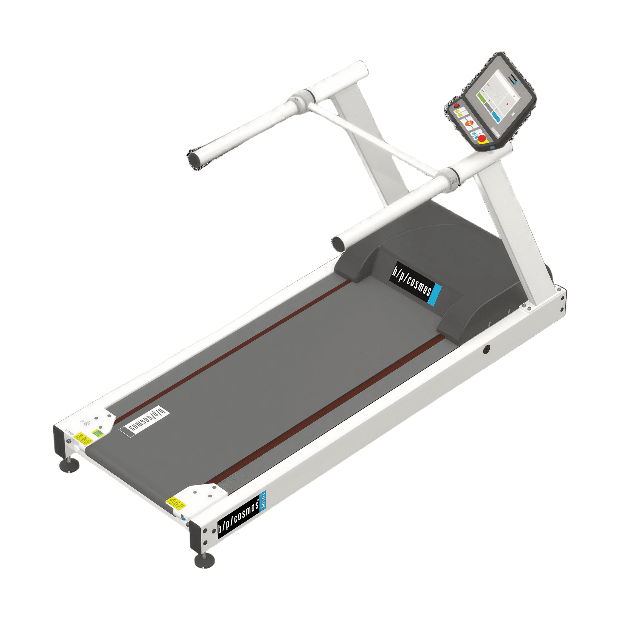Tapis roulant médical H/P/Cosmos stratos® : vue principale du dispositif et de ses principaux composants visibles