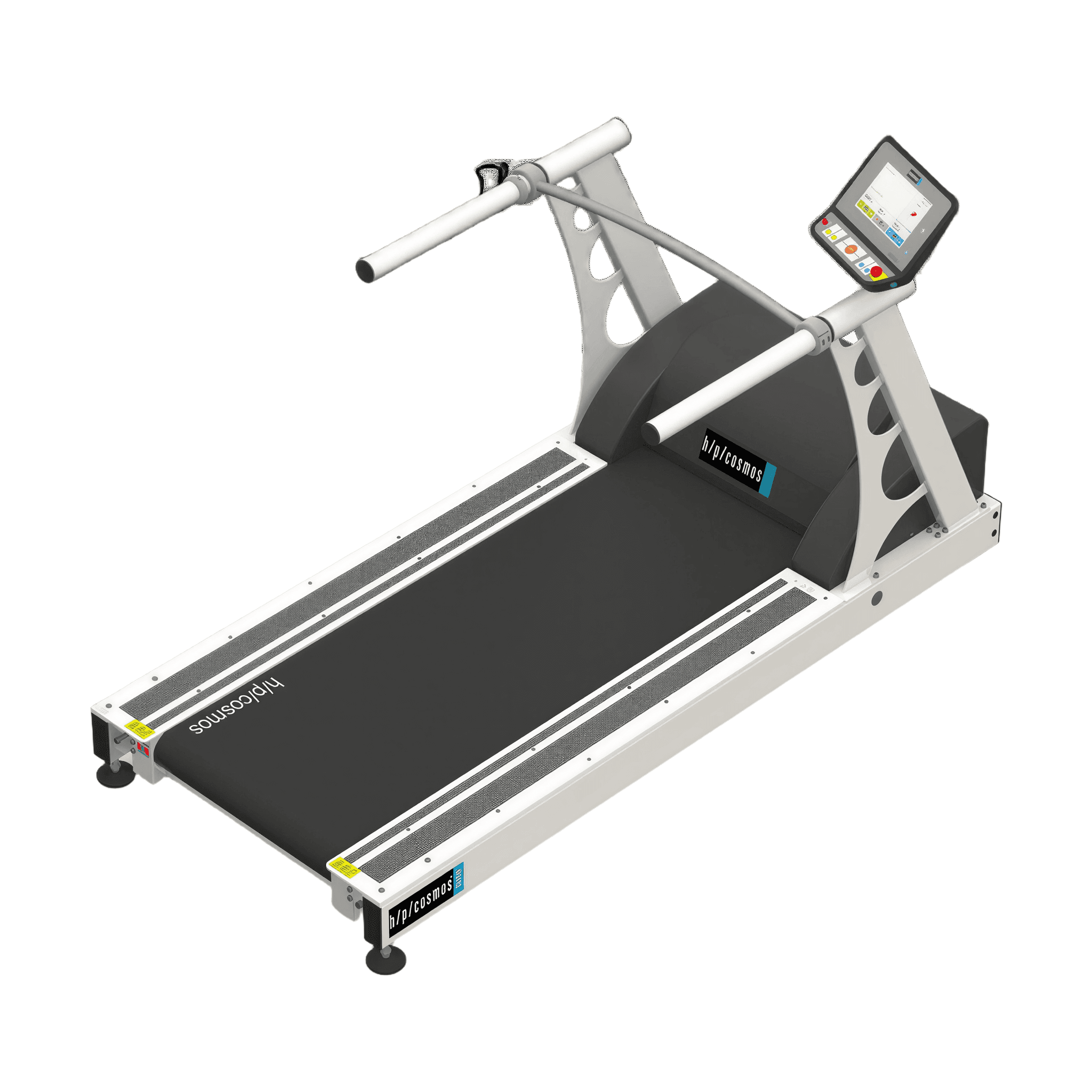 Tapis roulant médical H/P/Cosmos stellar® : vue principale du dispositif et de ses principaux composants visibles