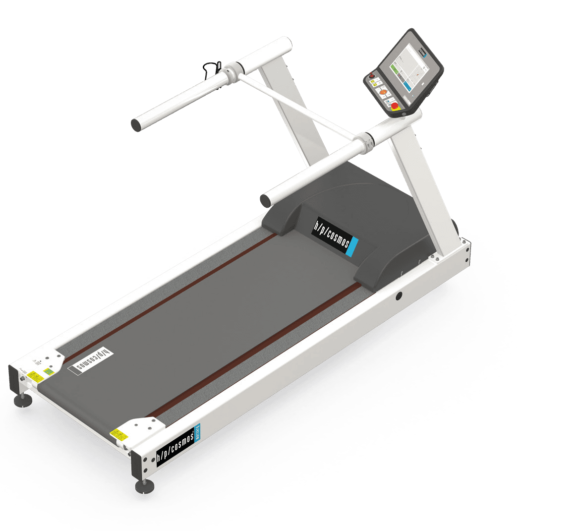 Tapis roulant médical H/P/Cosmos mercury® : vue principale du dispositif et de ses principaux composants visibles