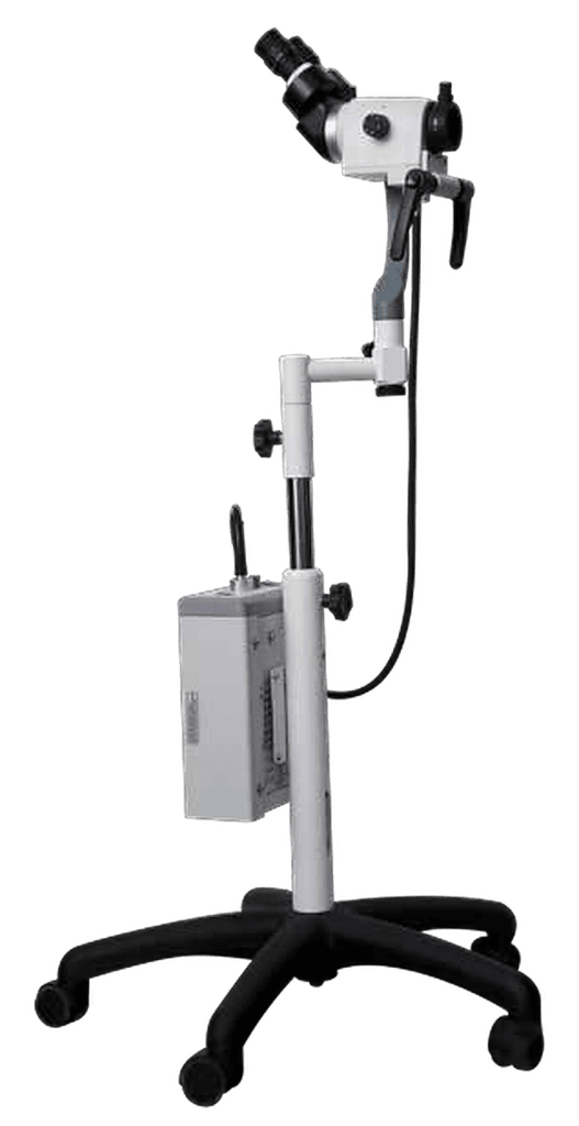 Colposcope Ecleris C-100A : colposcope sur pied mobile avec optique, bras articulé et moniteur vidéo