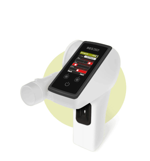 Mini-oscillomètre Resmon First : oscillomètre respiratoire avec écran tactile et embout patient