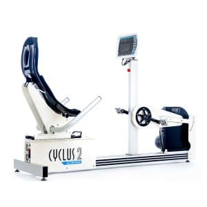 Ergomètre semi-allongé excentrique Cyclus 2 Recumbent Eccentric : module de résistance de l’ergomètre avec son système de résistance et ses réglages