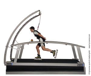Tapis roulant médical H/P/Cosmos saturn® : sportif en rollers utilisant le tapis roulant incurvé avec harnais