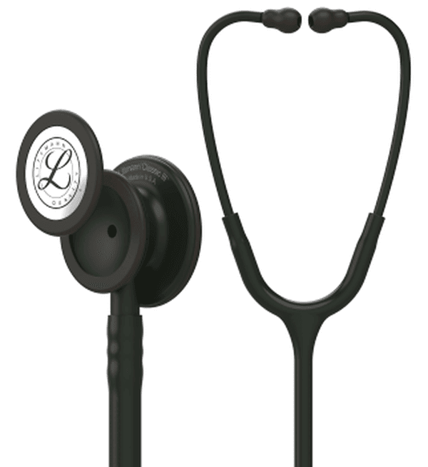 Stéthoscope Littmann Classic III : vue de face avec tubulure et finition de pavillon correspondant à cette variante