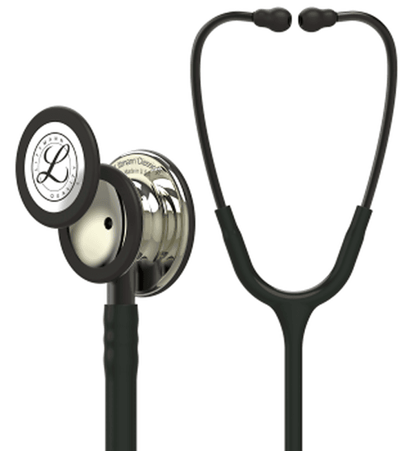 Stéthoscope Littmann Classic III : vue de face avec tubulure et finition de pavillon correspondant à cette variante