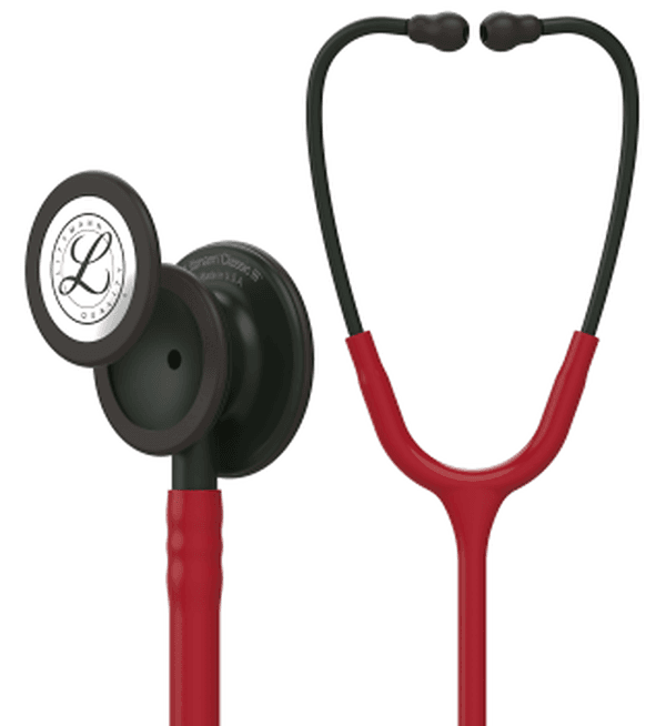 Stéthoscope Littmann Classic III : vue de face avec tubulure et finition de pavillon correspondant à cette variante