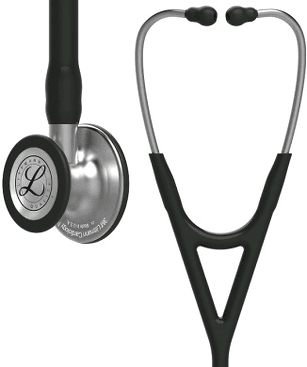 Stéthoscope Littmann Cardiology IV : vue de face avec tubulure et finition de pavillon correspondant à cette variante