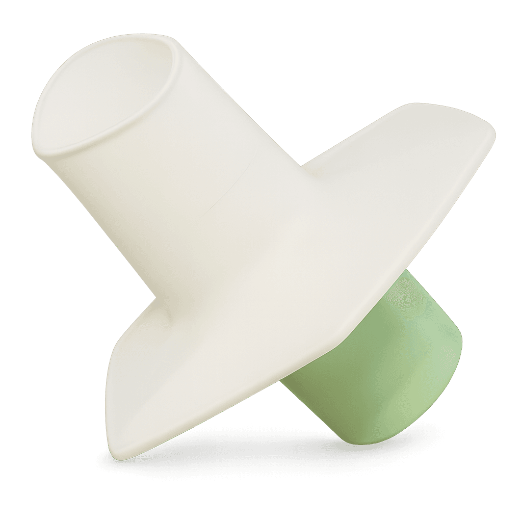 Filtre antiviral et antibactérien pour spirométrie HexaFilt + HexaClip : vue principale du dispositif et de ses principaux composants visibles