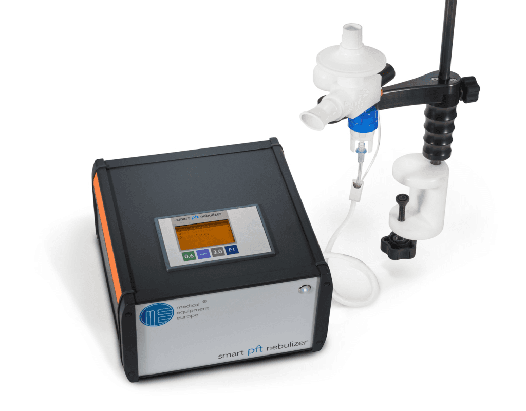Nébuliseur de provocation bronchique Smart PFT Nebulizer : vue principale du dispositif et de ses principaux composants visibles