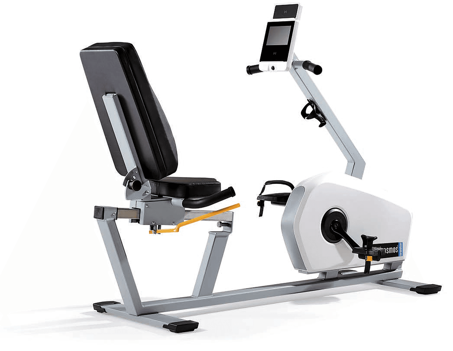 Ergomètre semi-couché torqualizer® recumbent ef med 900 : vue principale du dispositif et de ses principaux composants visibles
