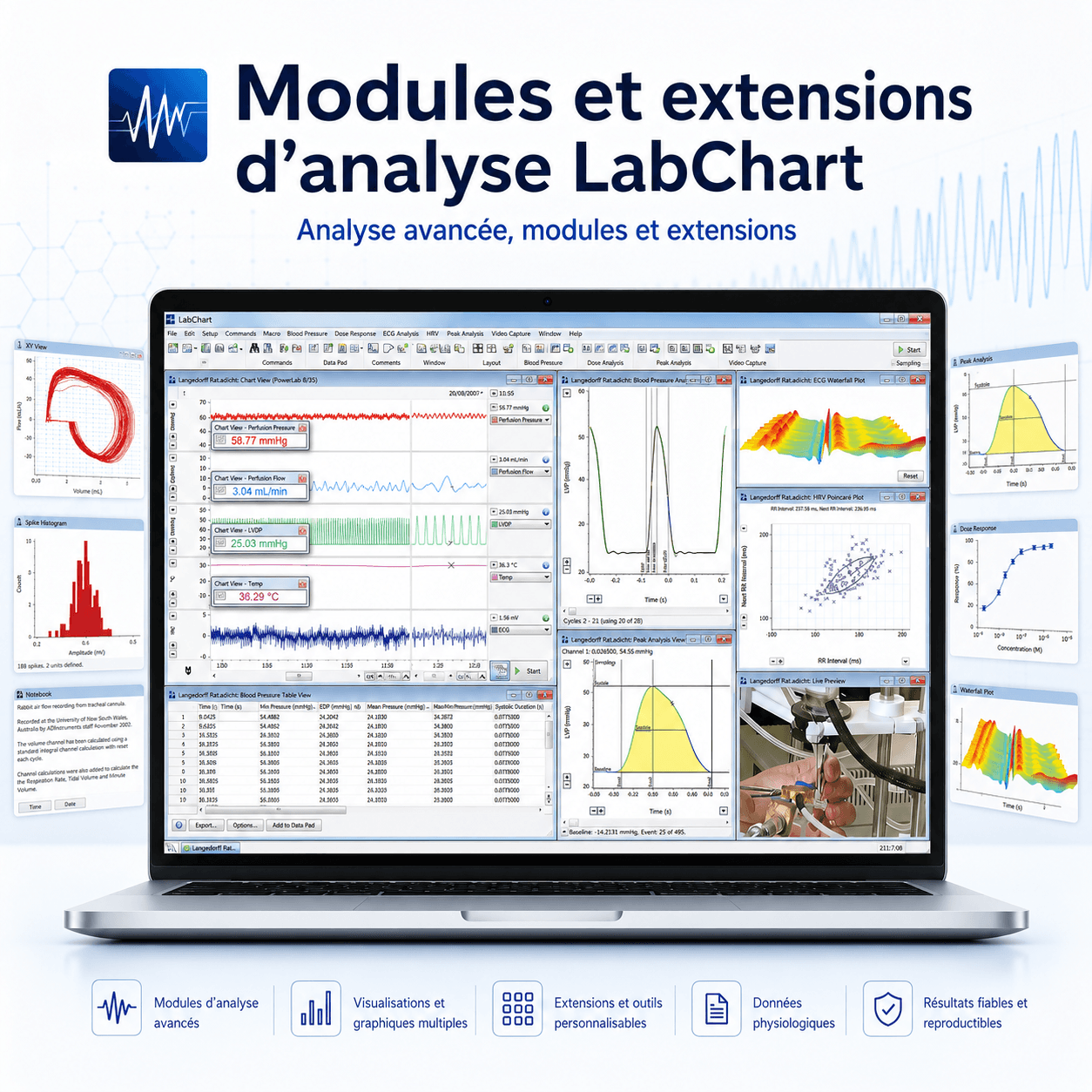 Modules et extensions d'analyse LabChart